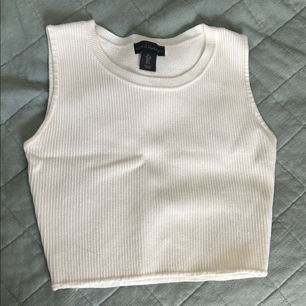 House of Harlow 1960 Cream Ribbed Crop Top